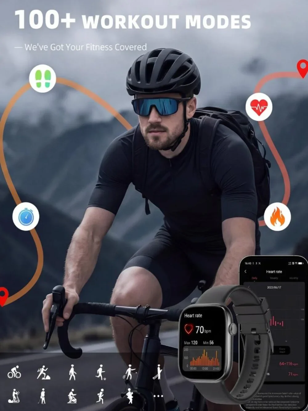 Stylish Smartwatch for Fitness & Sleep Tracking, 1.83” Touchscreen, Waterproof